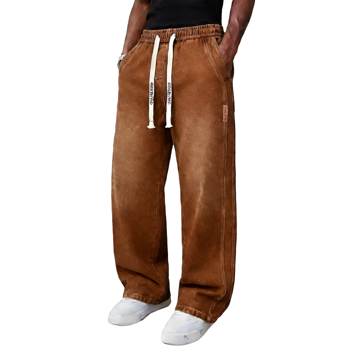 🔥Men’s Casual Stretch Vintage Straight-Leg Denim Jeans with Drawstring