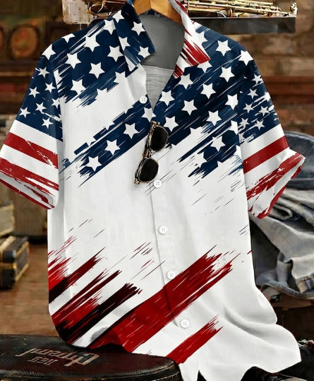 Men's July 4th US 250th Anniversary American Flag 1776 Shirt
