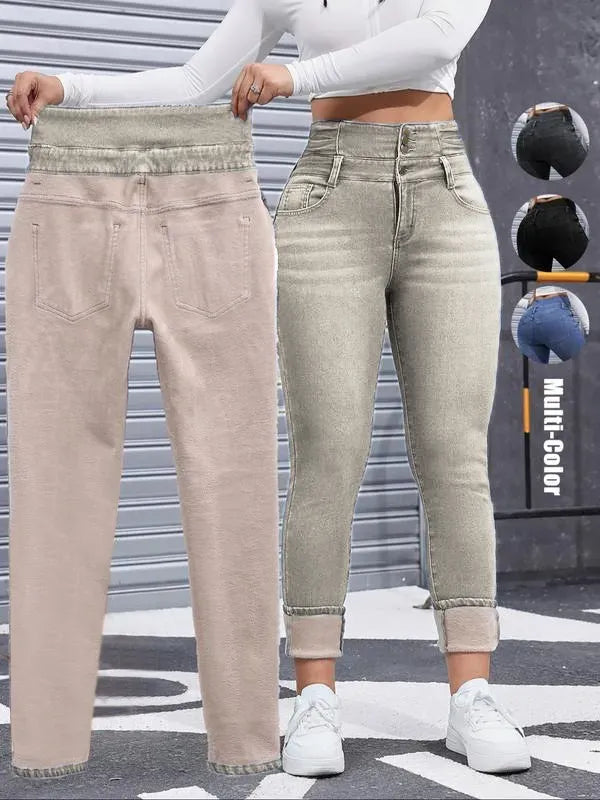 🔥Last Day 89% OFF🔥Women's High Elasticity Fleece Lined Thick Denim Jeans
