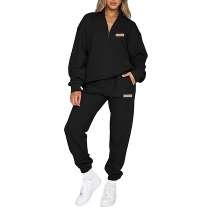 🔥 BESTSELLER | 8PCS $24.63 |Women's Oversized Half-Zip 2-Piece Jogger Set