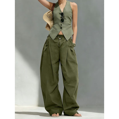 Hiphop Cool Girl Style Pleated Cuffed Lantern Pants