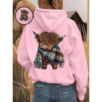 🔥 BESTSELLER | 8PCS $25.99 |🐮Cute Highland Cow Cozy Fleece-Lined Hooded Sweatshirt