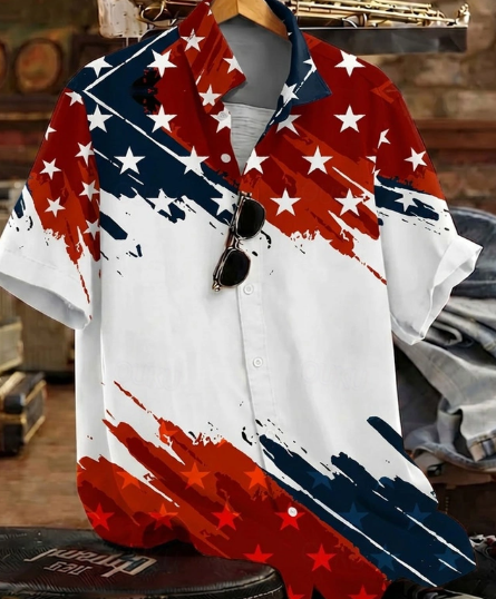 Men's July 4th US 250th Anniversary American Flag 1776 Shirt