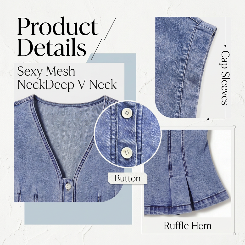 🚨Ends at Midnight ! Women's V Neck Denim Vests Tops Button Down Y2k Fitted Pleated Sleeveless Jean
