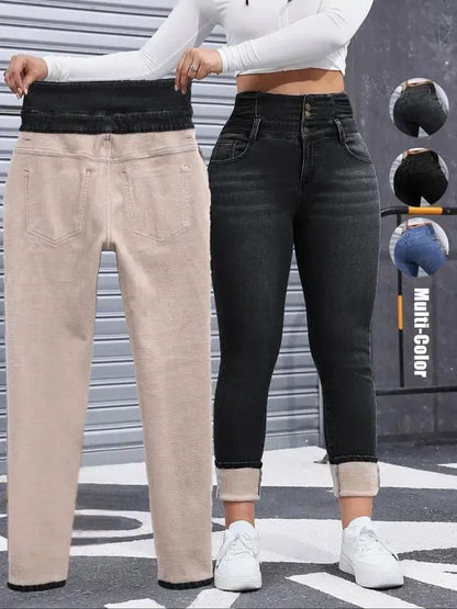 🔥Last Day 89% OFF🔥Women's High Elasticity Fleece Lined Thick Denim Jeans