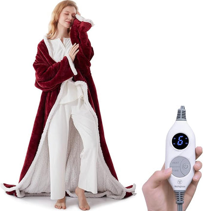 🔥 BESTSELLER | 6PCS $24.99 |🔥Wearable Heated Blanket with Foot Pocket Sherpa🔥Overheat Protection & Auto Shut-Off