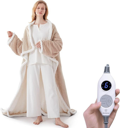 🔥 BESTSELLER | 6PCS $24.99 |🔥Wearable Heated Blanket with Foot Pocket Sherpa🔥Overheat Protection & Auto Shut-Off