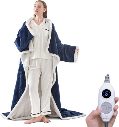 🔥 BESTSELLER | 6PCS $24.99 |🔥Wearable Heated Blanket with Foot Pocket Sherpa🔥Overheat Protection & Auto Shut-Off