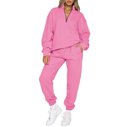 🔥 BESTSELLER | 8PCS $24.63 |Women's Oversized Half-Zip 2-Piece Jogger Set