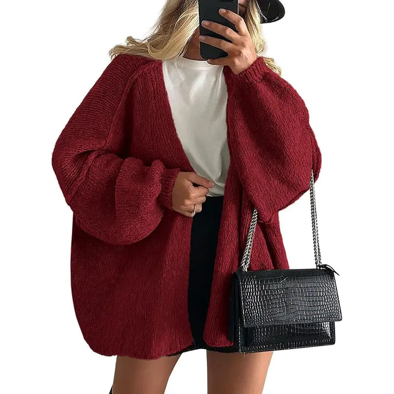 ⚡FINAL SALE⚡Women's Oversized Open-Front Cardigan Sweater - Lightweight Long-Sleeve Knit