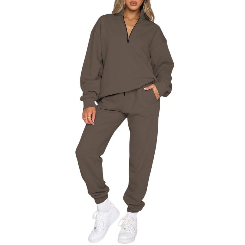 🔥 BESTSELLER | 8PCS $24.63 |Women's Oversized Half-Zip 2-Piece Jogger Set