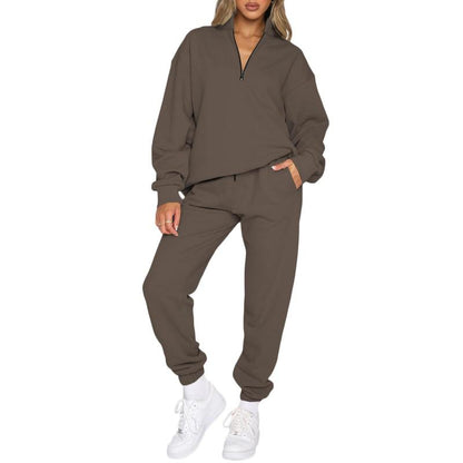 🔥 BESTSELLER | 8PCS $24.63 |Women's Oversized Half-Zip 2-Piece Jogger Set