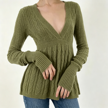 ⚡FINAL SALE-Women's Soft Long Sleeve V-neck High Waist Knitwear