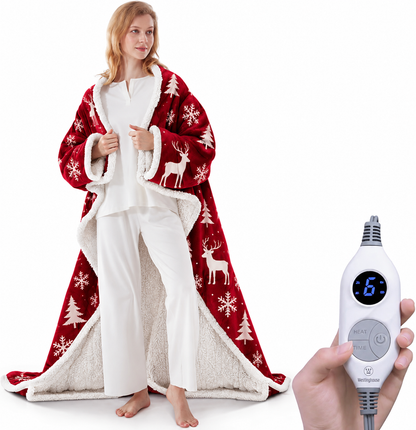 🔥 BESTSELLER | 6PCS $24.99 |🔥Wearable Heated Blanket with Foot Pocket Sherpa🔥Overheat Protection & Auto Shut-Off