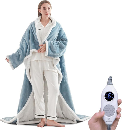 🔥 BESTSELLER | 6PCS $24.99 |🔥Wearable Heated Blanket with Foot Pocket Sherpa🔥Overheat Protection & Auto Shut-Off