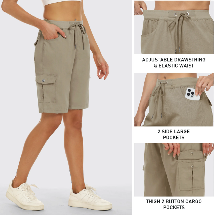 🔥90%off only today🔥[Available in 16 colors]Women's lightweight quick drying outdoor shorts with multifunctional pockets and elastic waistband, suitable for hiking and camping