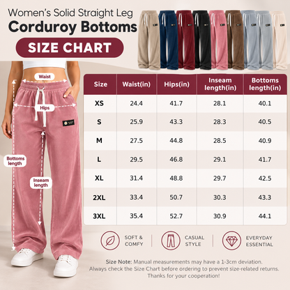 ⚡FINAL SALE ⚡Women's Relaxed-Fit Straight-Leg Corduroy Bottoms-100% Cotton