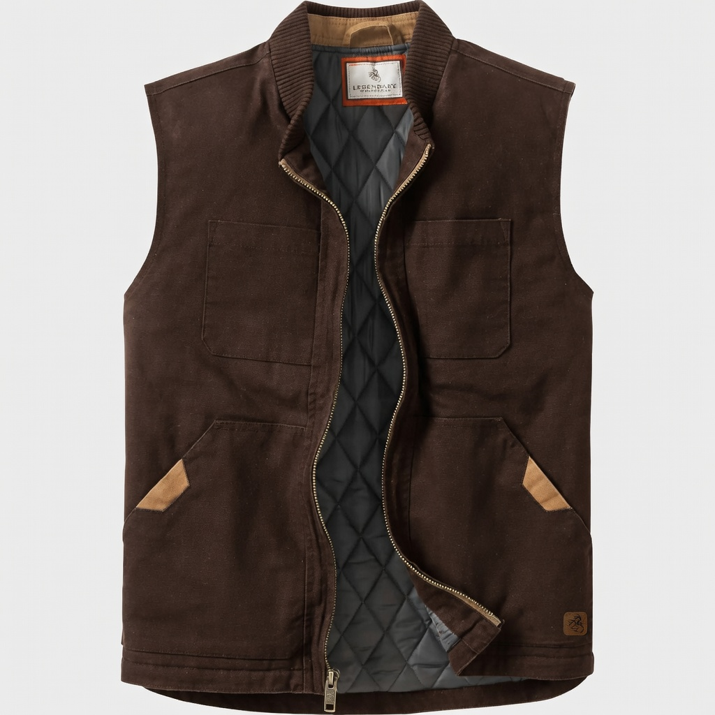 Whitetails Men's Cotton Canvas Cross Trail Workwear Vest - Menswear, Sleeveless, Zipper-Equipped, Pocketed Casual Top