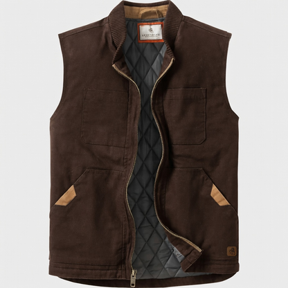 Whitetails Men's Cotton Canvas Cross Trail Workwear Vest - Menswear, Sleeveless, Zipper-Equipped, Pocketed Casual Top
