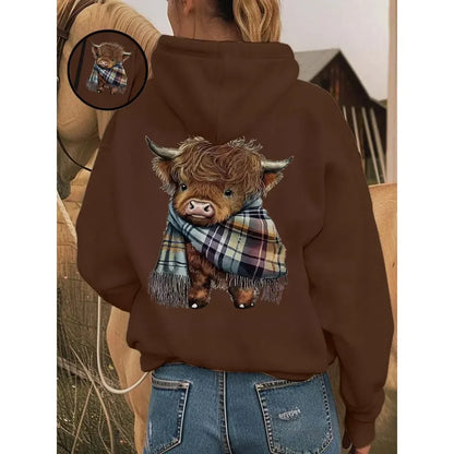 🔥 BESTSELLER | 8PCS $25.99 |🐮Cute Highland Cow Cozy Fleece-Lined Hooded Sweatshirt