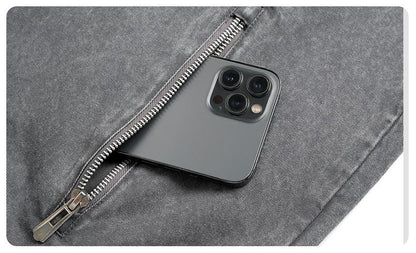 Washed Half-Zip Hooded Pullover