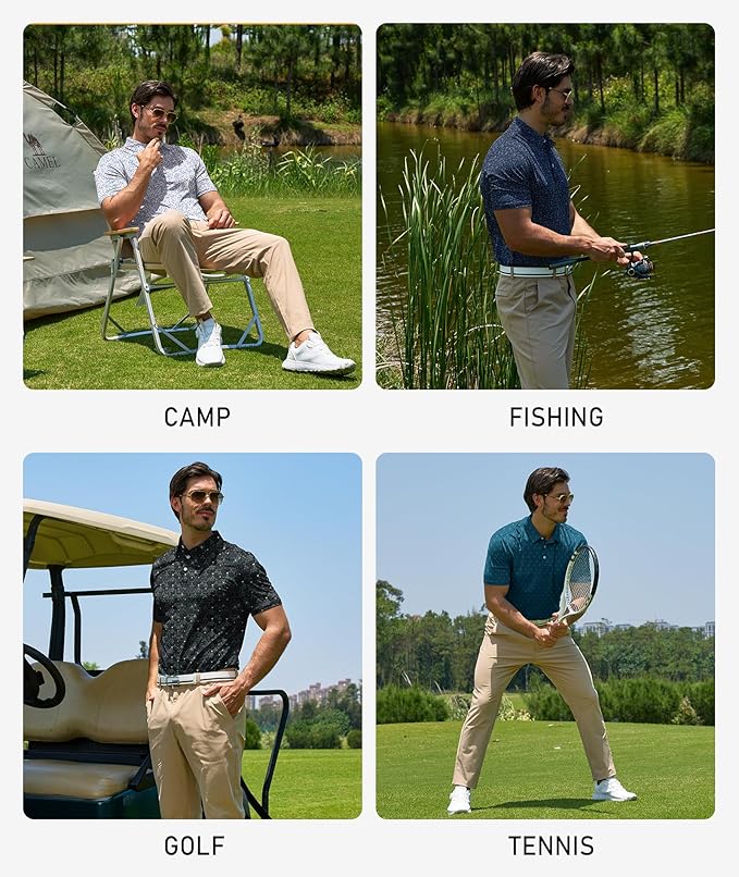 Mens UPF 50+ Moisture Wicking Casual Golf Short Sleeve Polo Shirts(5-Pack)