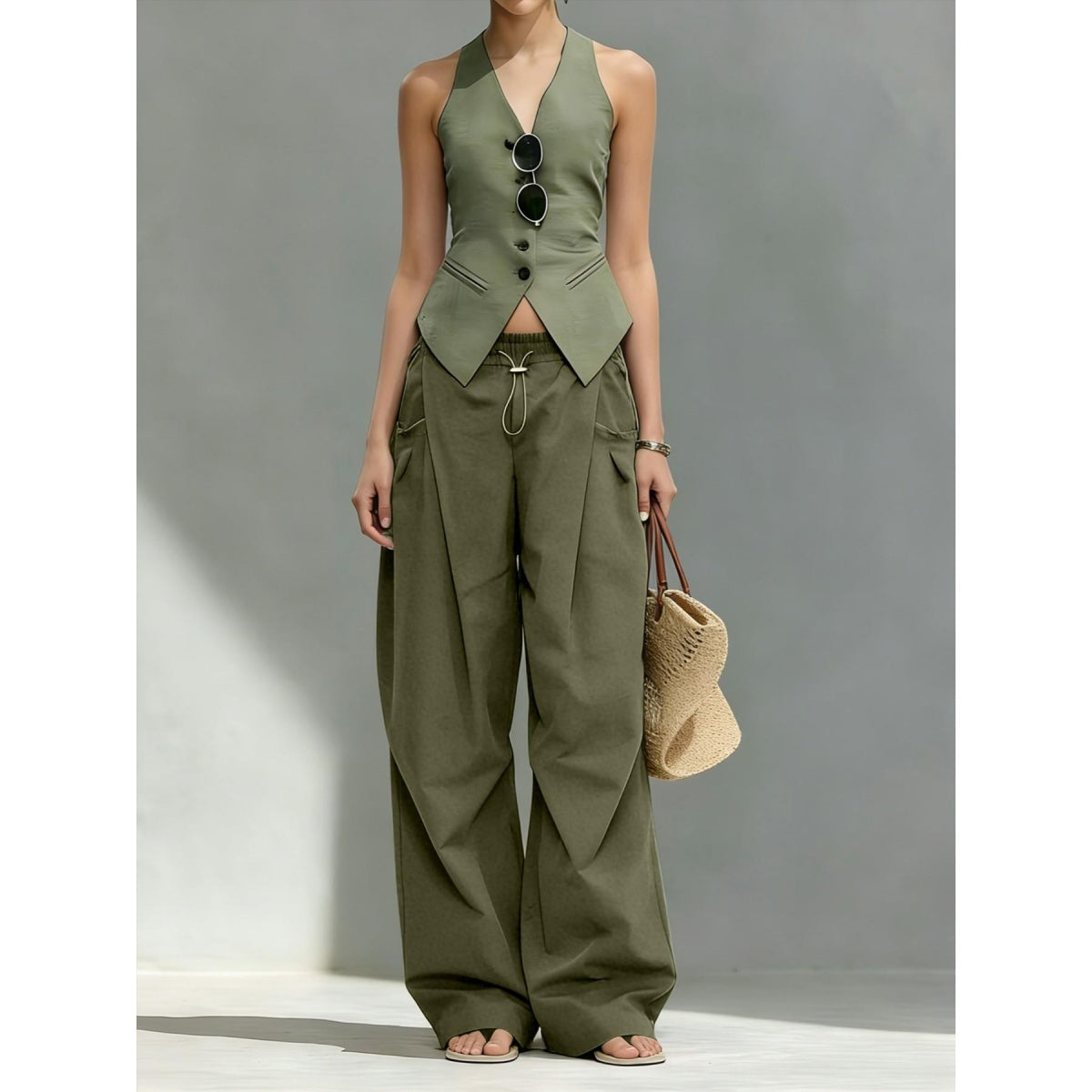 Hiphop Cool Girl Style Pleated Cuffed Lantern Pants