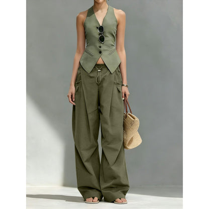 Hiphop Cool Girl Style Pleated Cuffed Lantern Pants