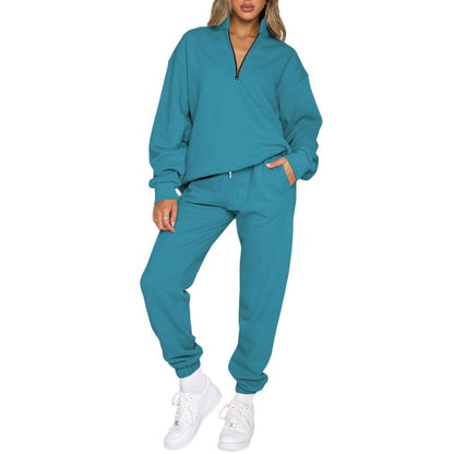 🔥 BESTSELLER | 8PCS $24.63 |Women's Oversized Half-Zip 2-Piece Jogger Set