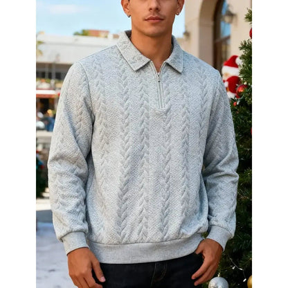 🔥 BESTSELLER | 8PCS $24.99 |Men's Fall Winter Outfits Knitted Polo Neck Long Sleeve Sweatshirt for Daliy Wear