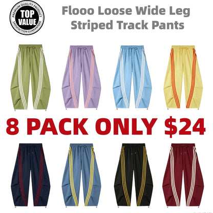 Flooo Loose Wide Leg Striped Track Pants