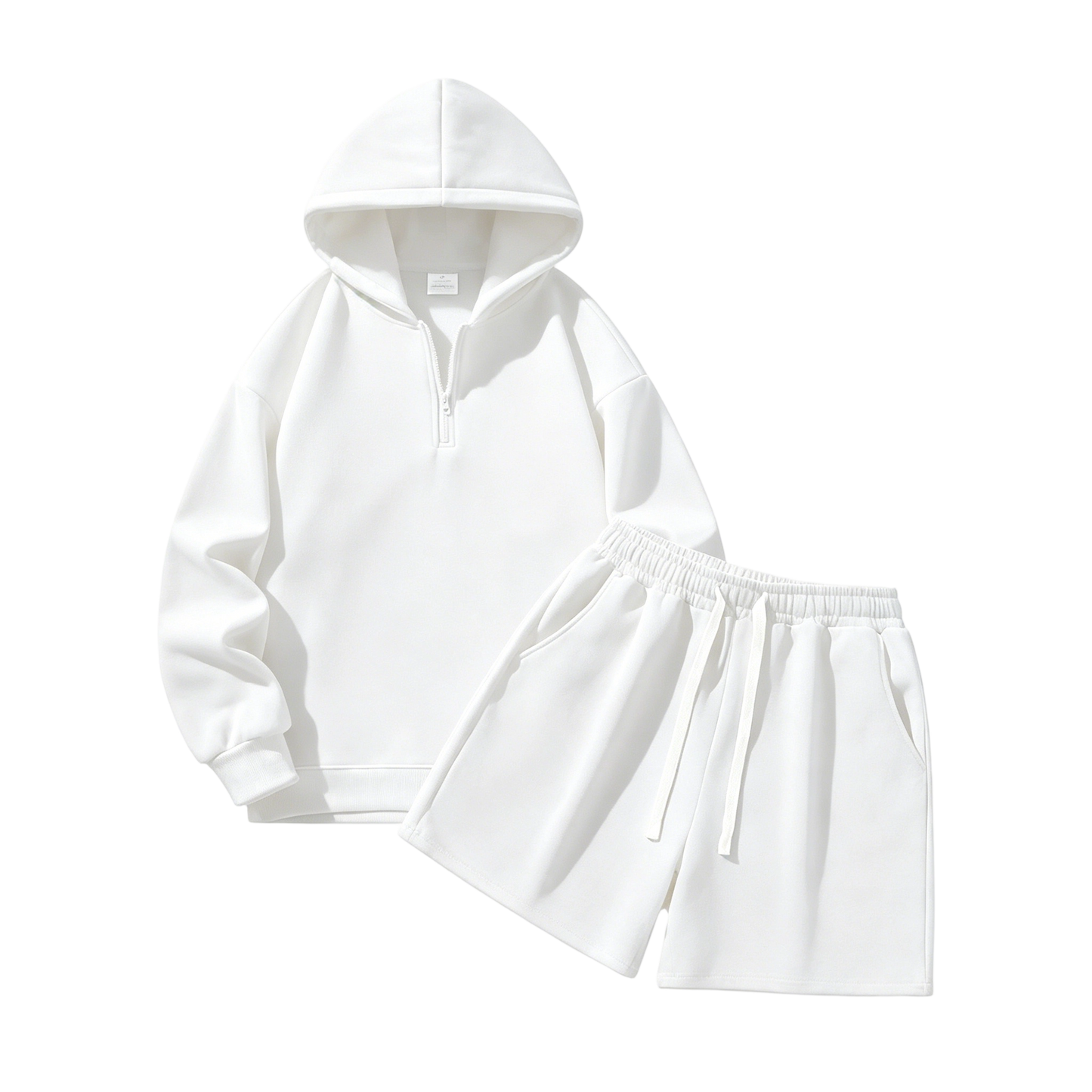 Men's Half-Zip Hoodie with Shorts Two-Piece Set