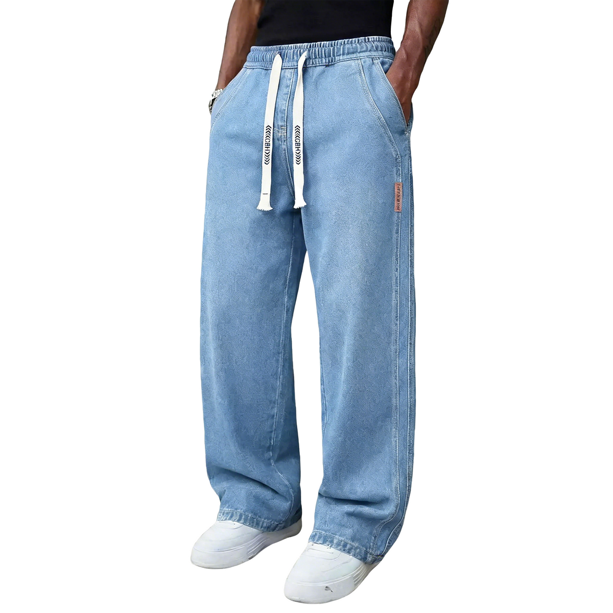 🔥Men’s Casual Stretch Vintage Straight-Leg Denim Jeans with Drawstring