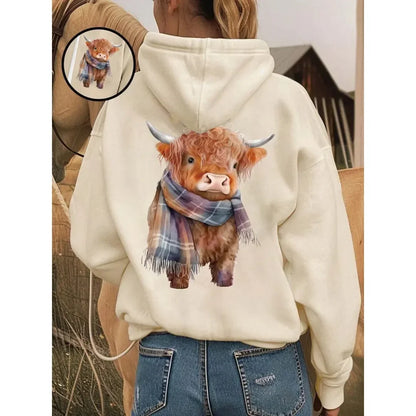 🔥 BESTSELLER | 8PCS $25.99 |🐮Cute Highland Cow Cozy Fleece-Lined Hooded Sweatshirt
