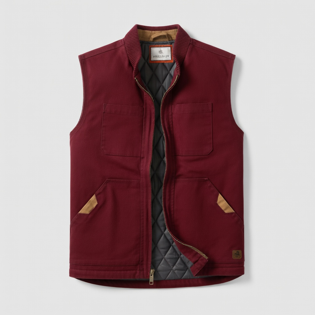 Whitetails Men's Cotton Canvas Cross Trail Workwear Vest - Menswear, Sleeveless, Zipper-Equipped, Pocketed Casual Top