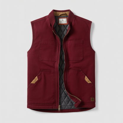 Whitetails Men's Cotton Canvas Cross Trail Workwear Vest - Menswear, Sleeveless, Zipper-Equipped, Pocketed Casual Top