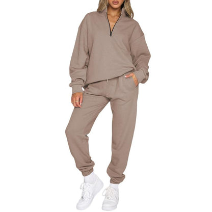 🔥 BESTSELLER | 8PCS $24.63 |Women's Oversized Half-Zip 2-Piece Jogger Set