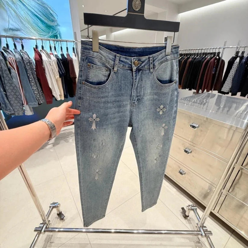 Cross Rhinestone Jeans