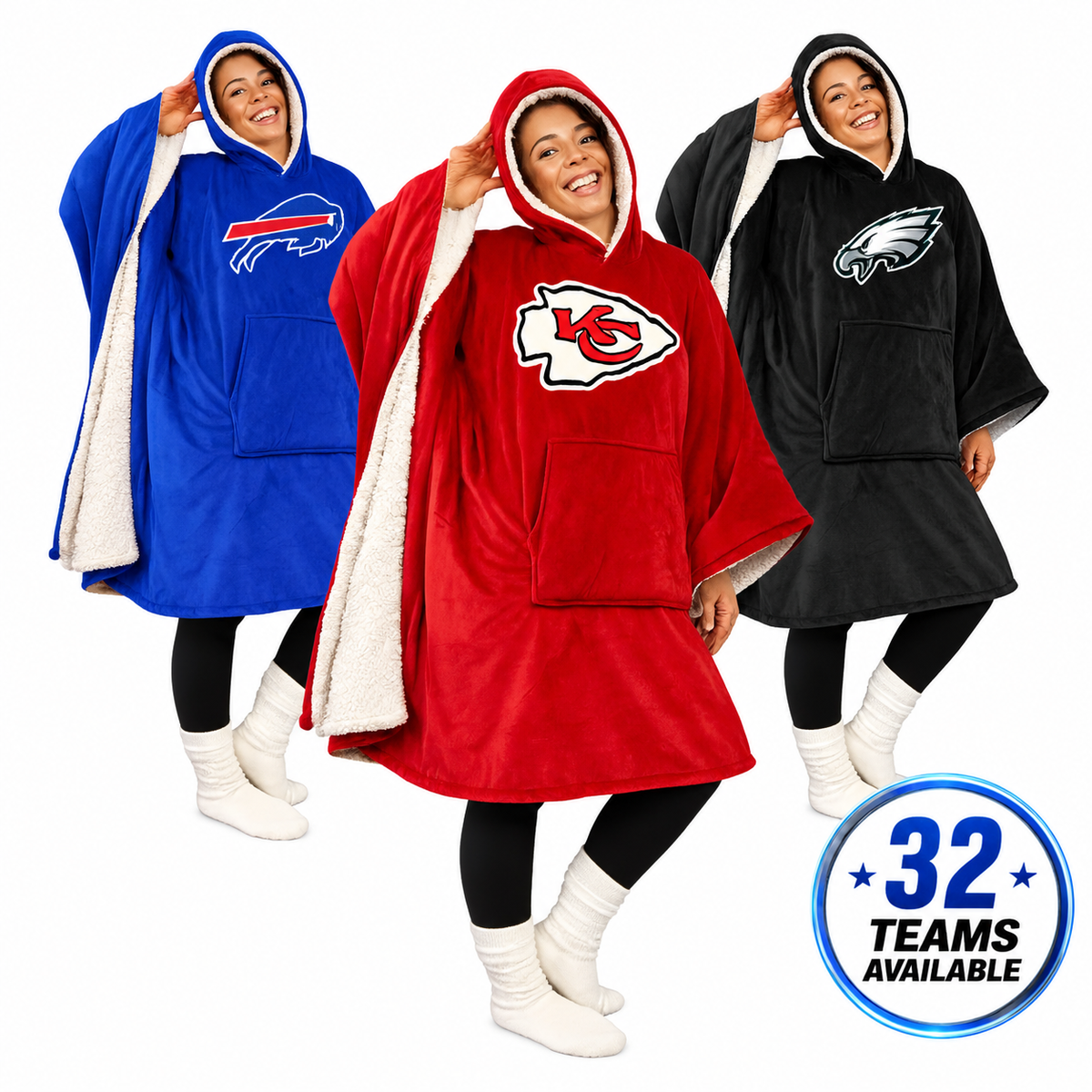 Final Clearance - 60" x 80" Wearable Hooded Blanket with Logo Patch