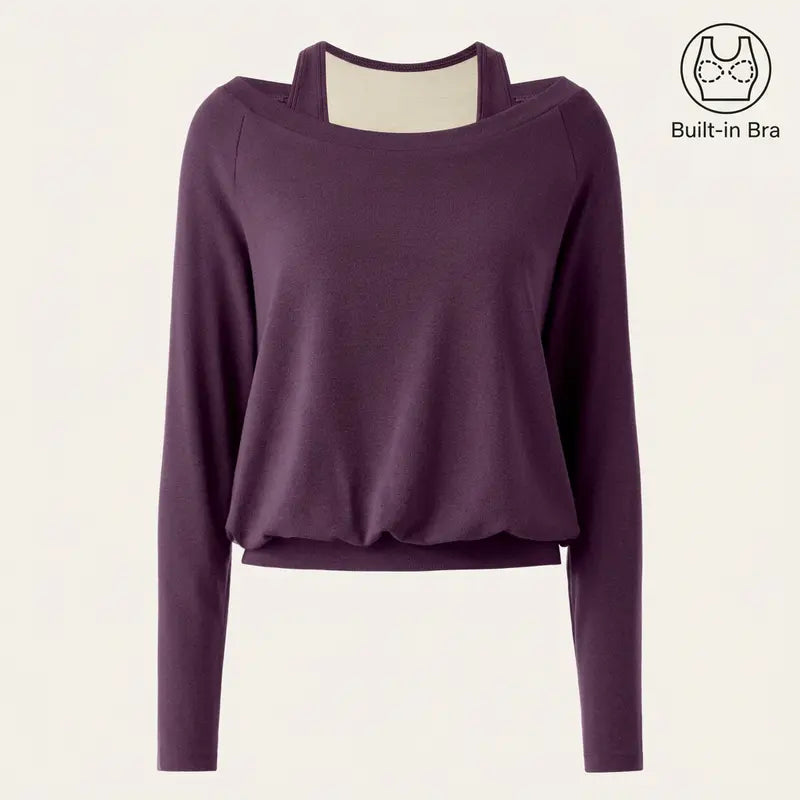 Women's Heat-Tech Multi-Wear Layering Bra Top - Long-Sleeves Minimalist Design