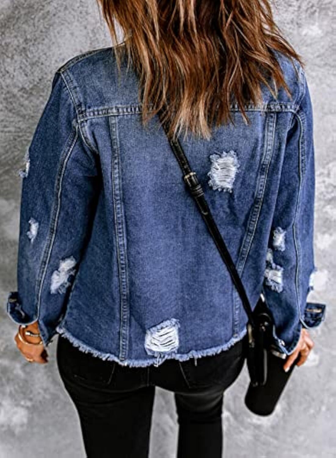 🔥Last day promotion⏰—Womens Washed Crop Denim Jacket With Pockets