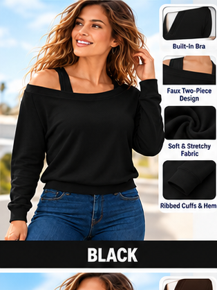 Women's Heat-Tech Multi-Wear Layering Bra Top - Long-Sleeves Minimalist Design