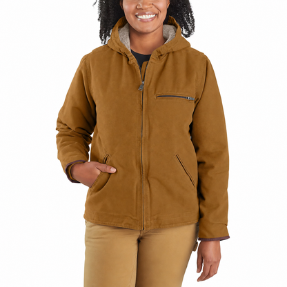🔥 BESTSELLER | 8PCS $25.95 |Women's Loose Fit Washed Duck Sherpa-Lined Hooded Jacket