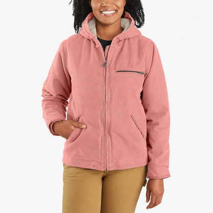 🔥 BESTSELLER | 8PCS $25.95 |Women's Loose Fit Washed Duck Sherpa-Lined Hooded Jacket