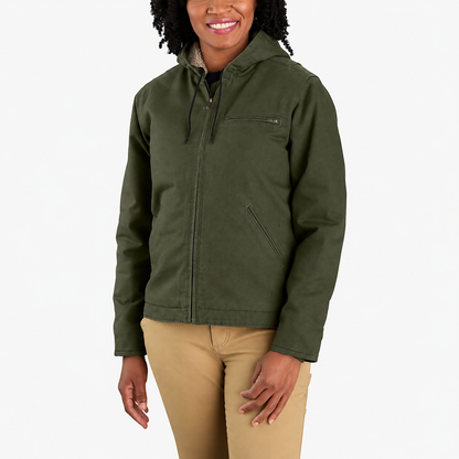 🔥 BESTSELLER | 8PCS $25.95 |Women's Loose Fit Washed Duck Sherpa-Lined Hooded Jacket