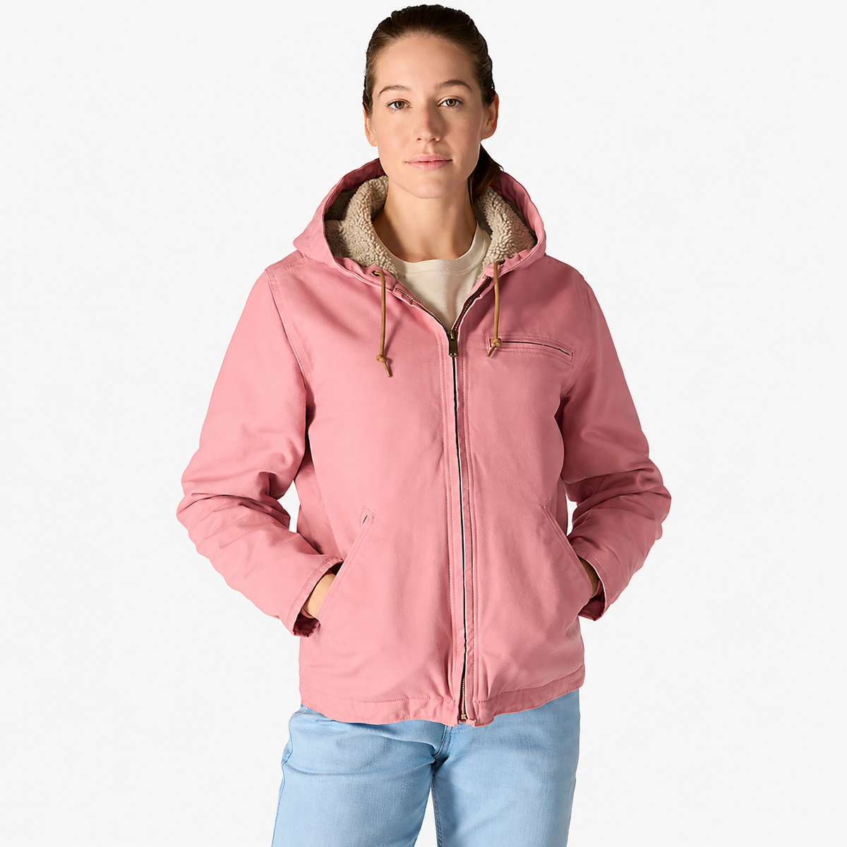 🔥 BESTSELLER | 8PCS $25.95 |Women's Loose Fit Washed Duck Sherpa-Lined Hooded Jacket