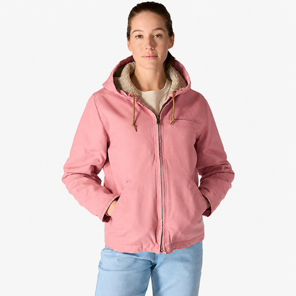 🔥 BESTSELLER | 8PCS $25.95 |Women's Loose Fit Washed Duck Sherpa-Lined Hooded Jacket