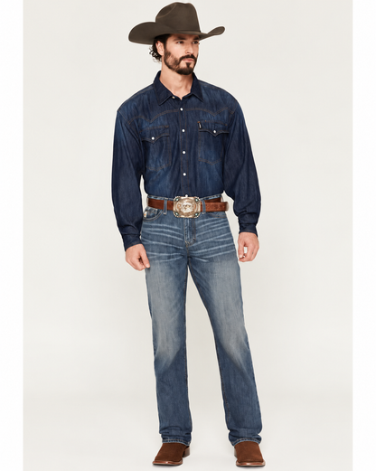 🔥 BESTSELLER | 6PCS $24.99 | Men's Ian Medium Wash Slim Bootcut Stretch Denim Jeans