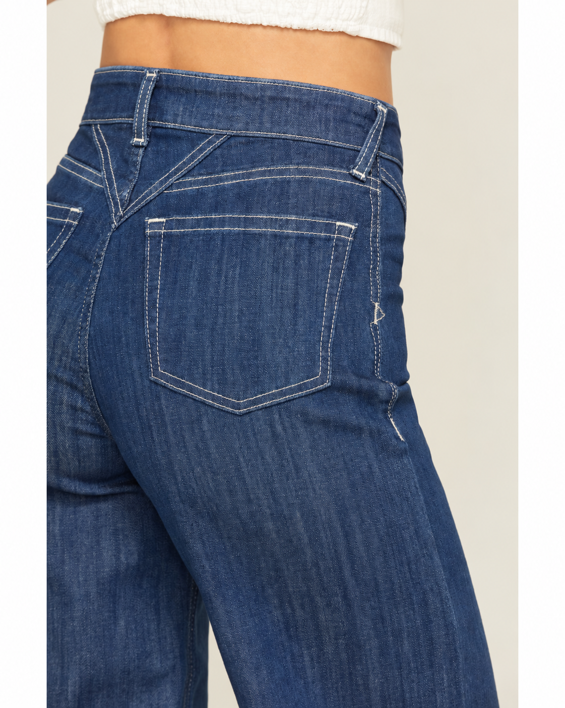 🔥 BESTSELLER | 6PCS $24.63 |Women's Dark Wash Ultra High Rise Western Yoke Wide Leg Stretch Jeans