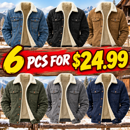 🔥 BESTSELLER | 6PCS $24.99 |Men's Sherpa Lined Denim Jacket